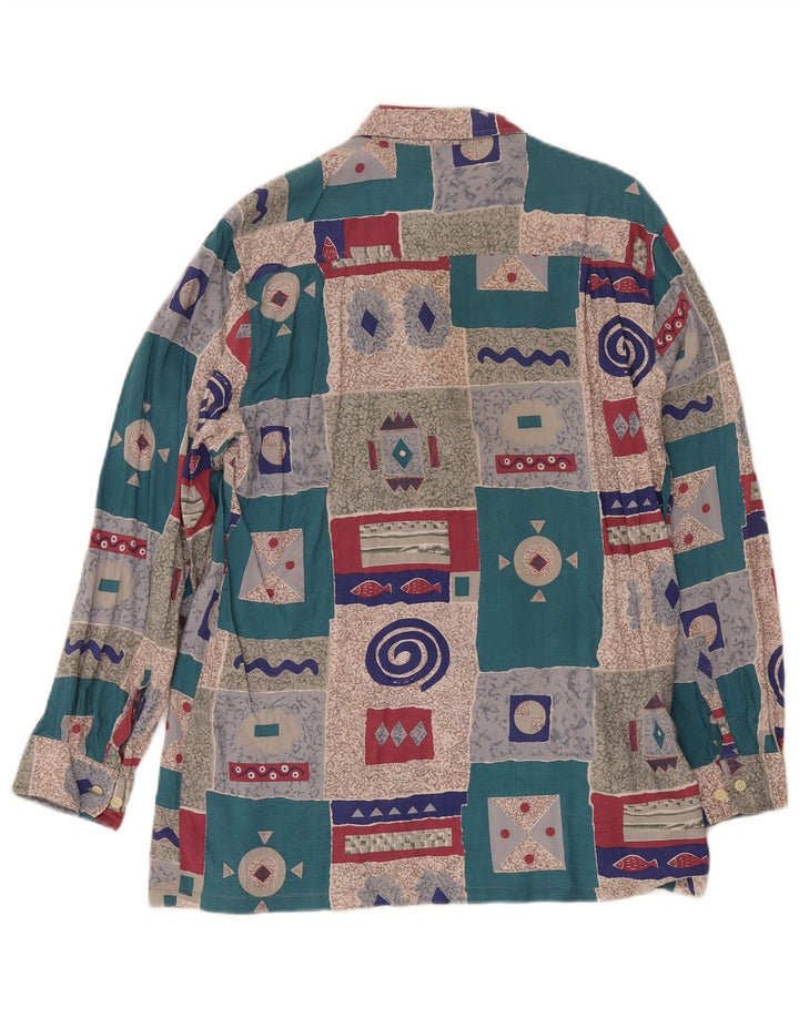 Vintage Mens Shirt UK 15 1/2 Medium Multicoloured Patchwork Retro