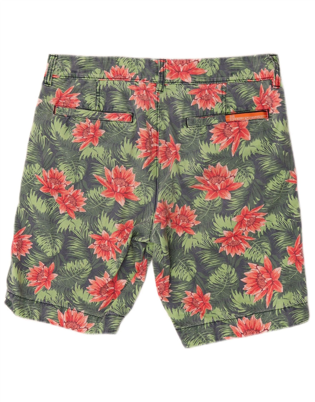 Superdry Mens Chino Shorts Medium W32 Green Floral Cotton