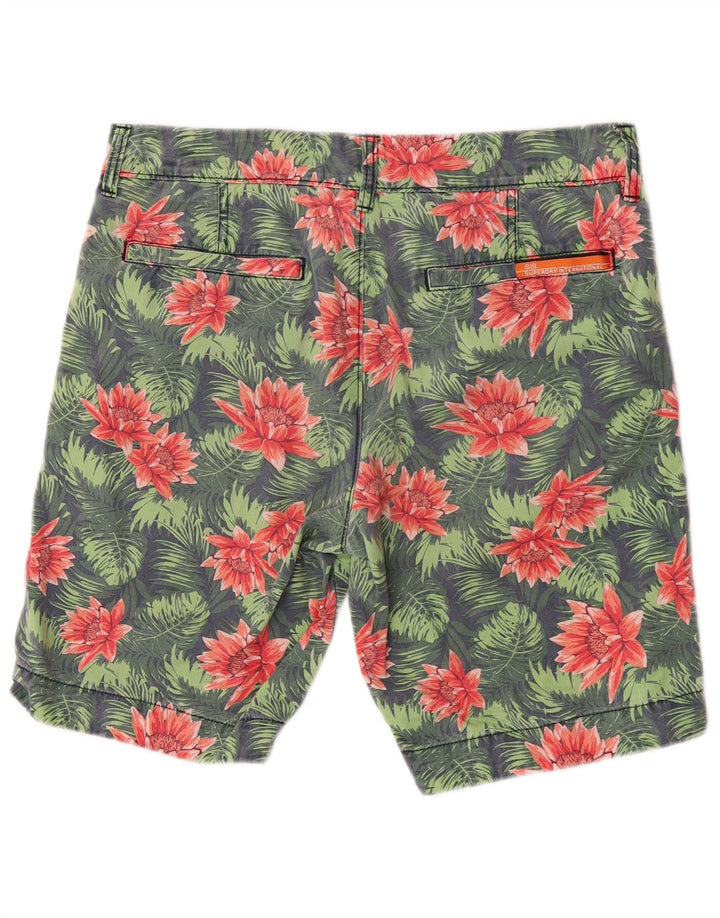 Superdry Mens Chino Shorts Medium W32 Green Floral Cotton