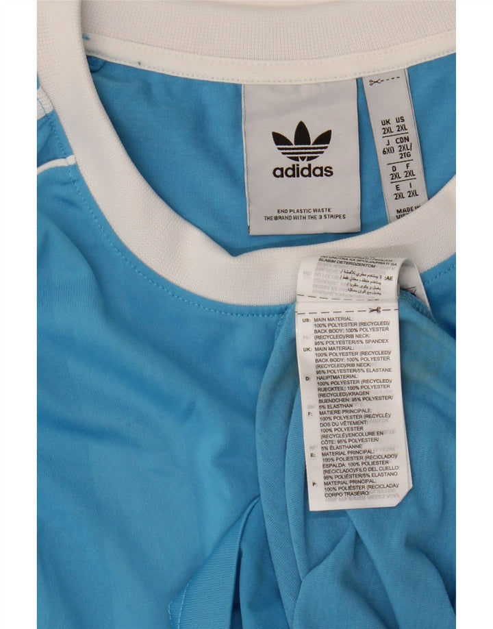Adidas Mens T-Shirt Top 2XL Blue Striped Polyester
