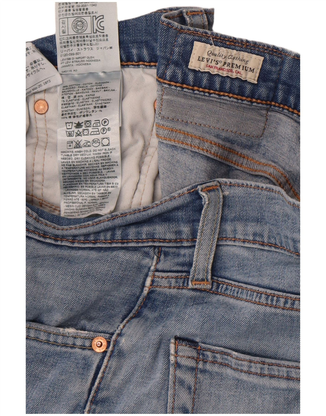 Levi's Mens 511 Slim Jeans W32 L34 Blue Cotton