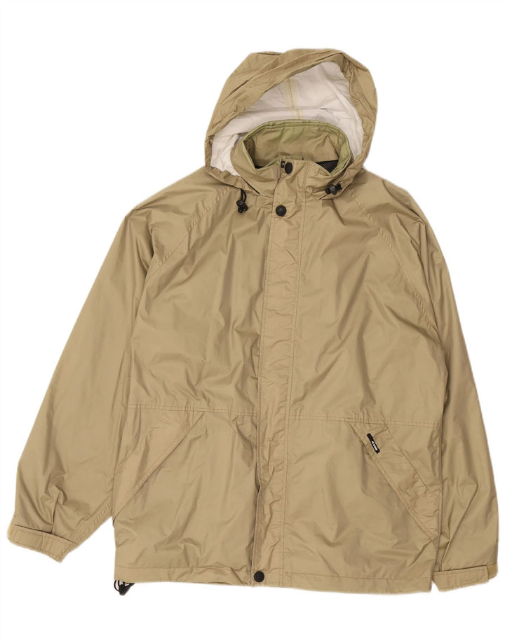 K-Way Mens Hooded Rain Jacket UK 38 Medium Khaki Polyamide