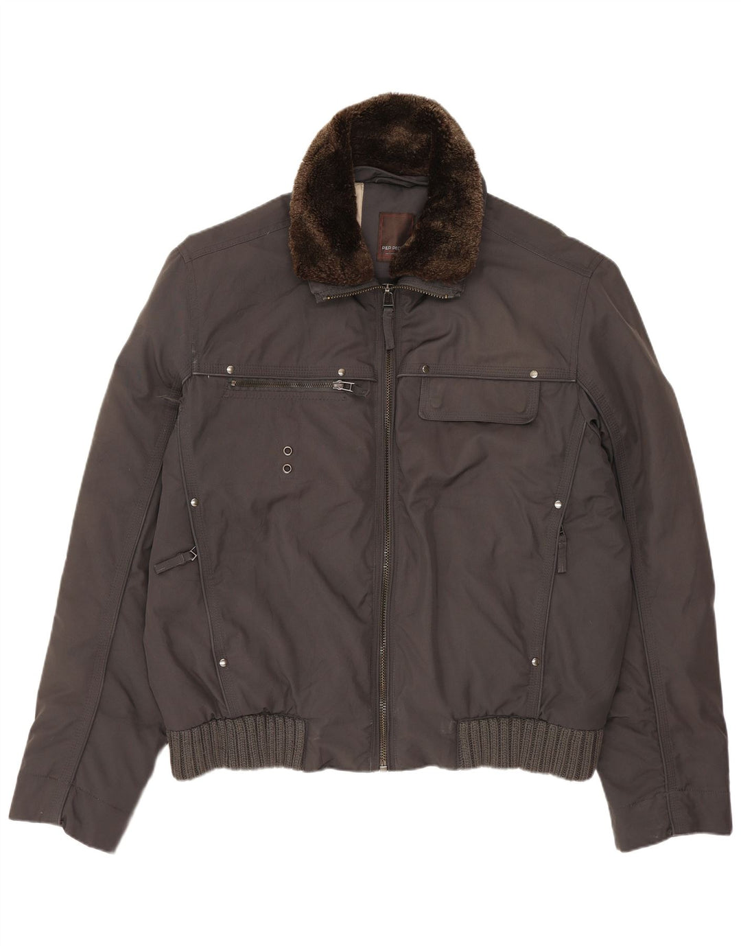 P&P People Mens Bomber Jacket IT 50 Large Grey Polyester