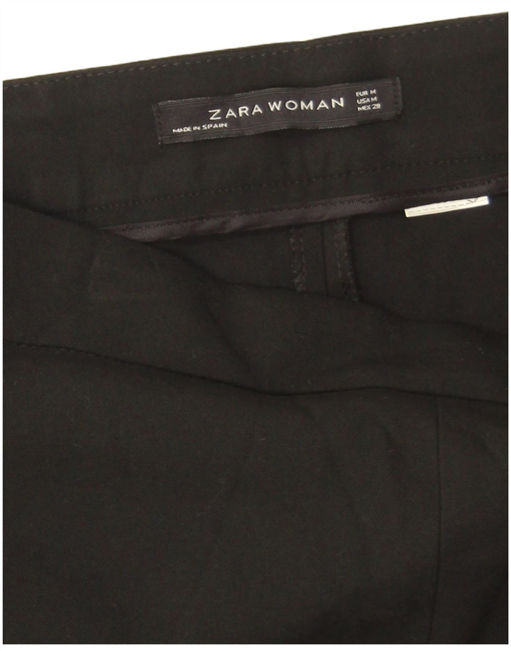 Zara Womens Straight Cropped Trousers Medium W28 L25 Black
