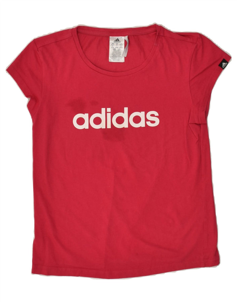 ADIDAS Womens Graphic T-Shirt Top UK 12/14 Medium Pink Cotton | Vintage Adidas | Thrift | Second-Hand Adidas | Used Clothing | Messina Hembry 