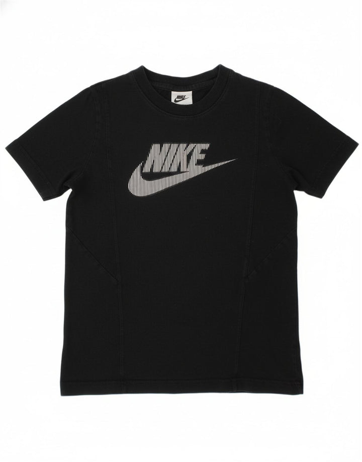 NIKE Boys Graphic T-Shirt Top 8-9 Years Small Black Cotton