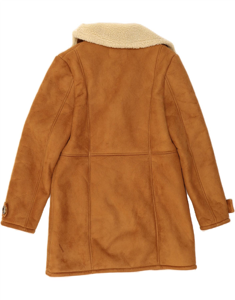 WAREHOUSE Womens Sherpa Overcoat UK 14 Medium Brown Polyester Vintage Warehouse and Second-Hand Warehouse from Messina Hembry 