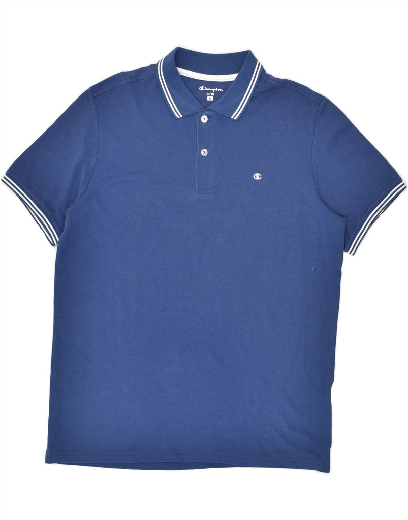 CHAMPION Mens Easy Fit Polo Shirt XL Blue Cotton | Vintage Champion | Thrift | Second-Hand Champion | Used Clothing | Messina Hembry 