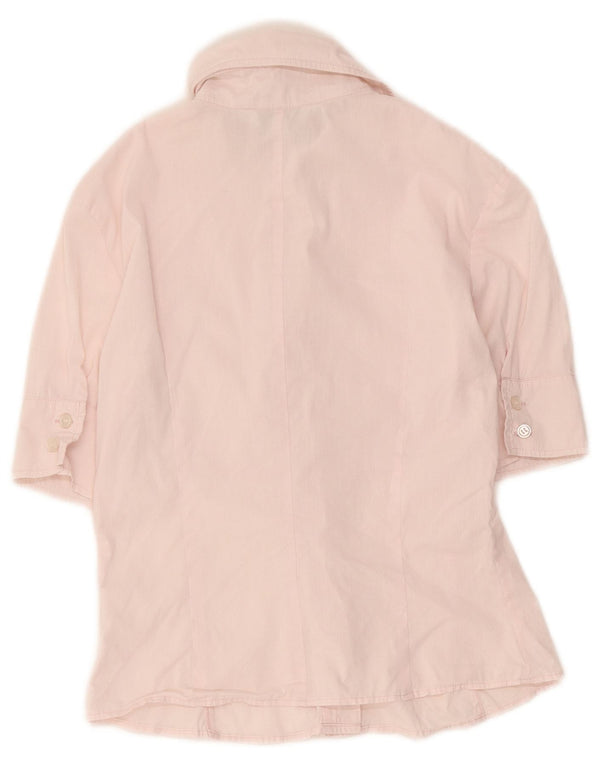 Intrend Womens Short Sleeve Tuxedo Shirt IT 38 XS Pink Cotton