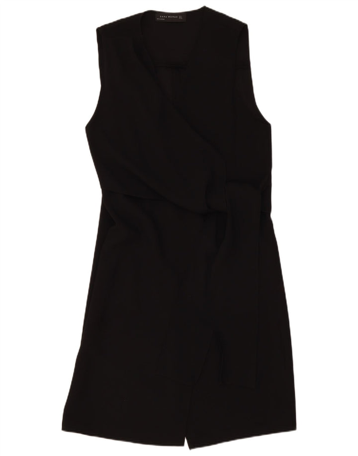 Zara Womens Sleeveless Wrap Dress UK 12 Medium Black Polyester