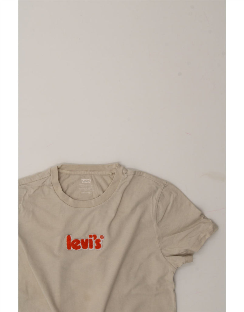 LEVI'S Womens Graphic T-Shirt Top UK 2 2XS Beige Cotton Vintage Levi's and Second-Hand Levi's from Messina Hembry 