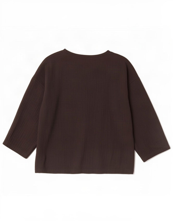 Zara Womens 3/4 Sleeve Oversized Blouse Top UK 12 Medium Black