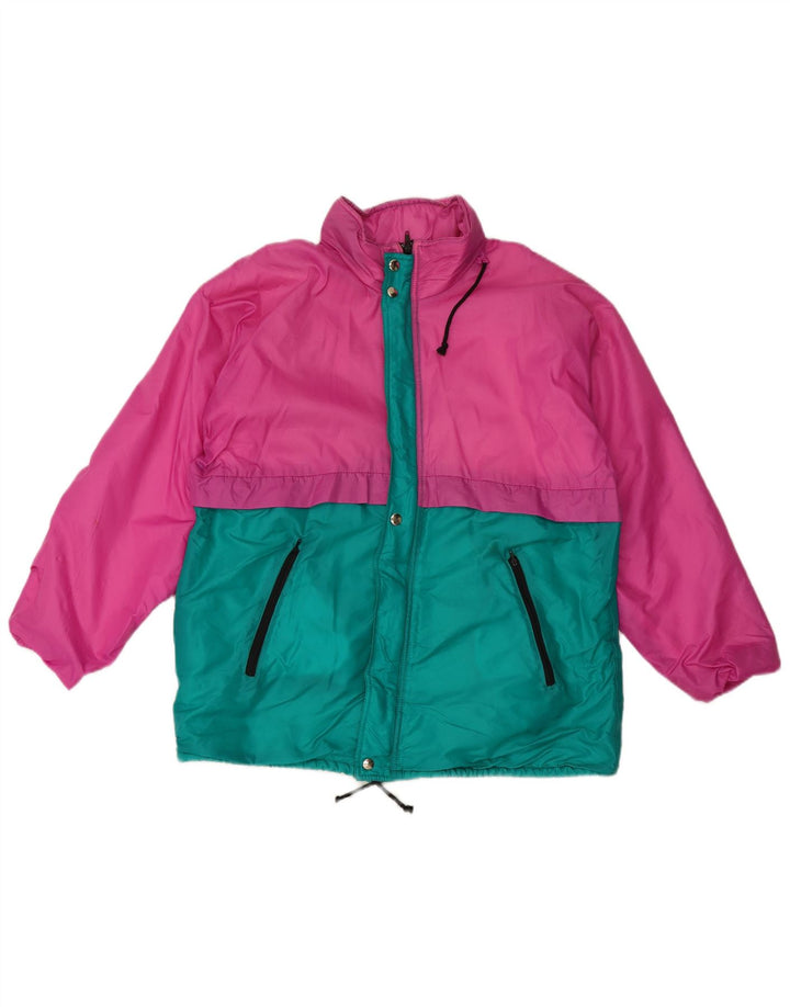 Vintage Mens Rain Jacket UK 38 Medium Pink Colourblock Polyester