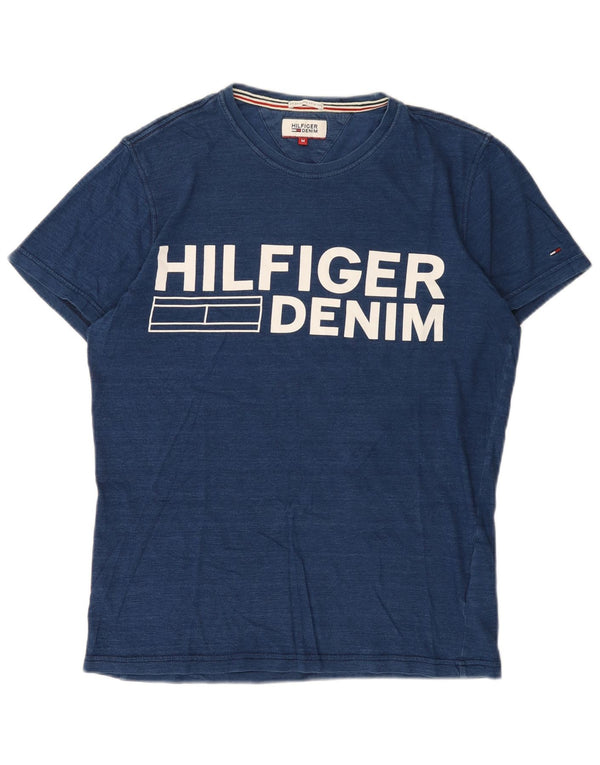 Tommy Hilfiger Mens Graphic T-Shirt Top Medium Navy Blue Cotton
