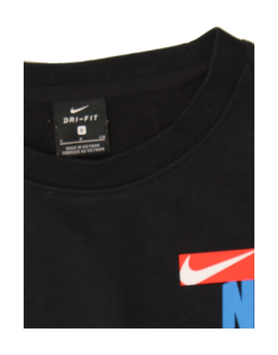 NIKE Mens Dri Fit Sweatshirt Jumper Small Black Colourblock Cotton Vintage Nike and Second-Hand Nike from Messina Hembry 