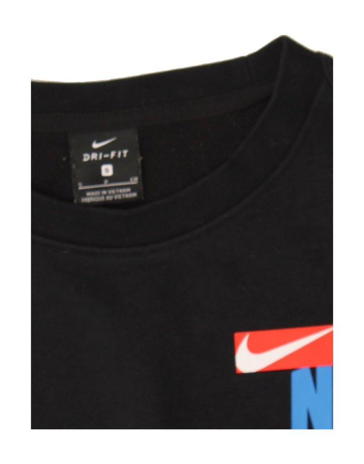 NIKE Mens Dri Fit Sweatshirt Jumper Small Black Colourblock Cotton Vintage Nike and Second-Hand Nike from Messina Hembry 