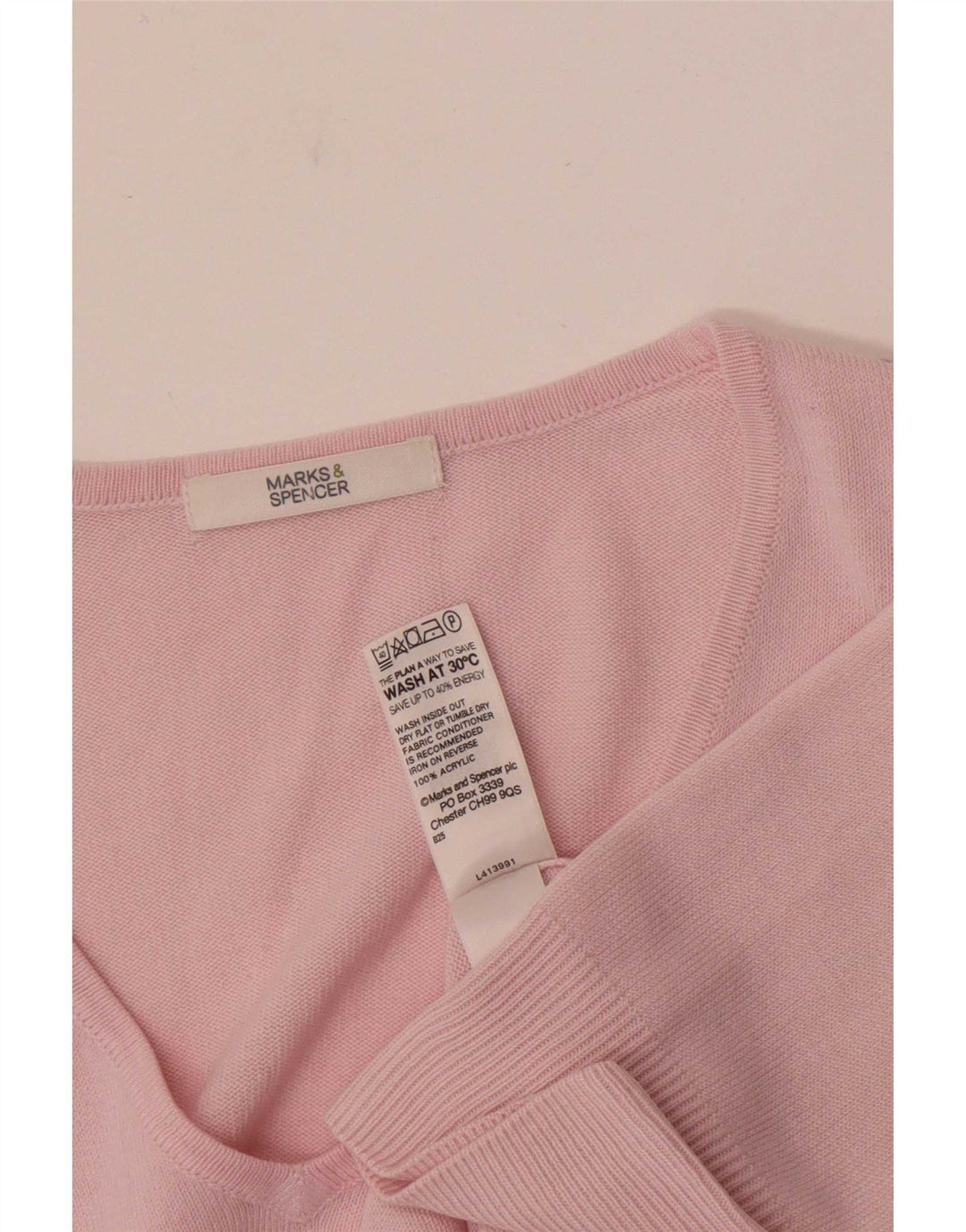Marks & Spencer Womens V-Neck Jumper Sweater UK 12 Medium Pink Acrylic