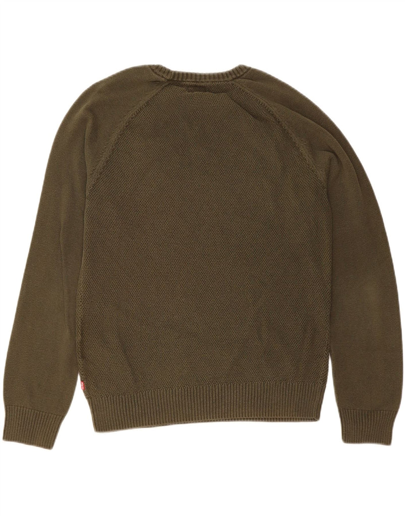 LEVI'S Mens Crew Neck Jumper Sweater Small Khaki Cotton Vintage Levi's and Second-Hand Levi's from Messina Hembry 