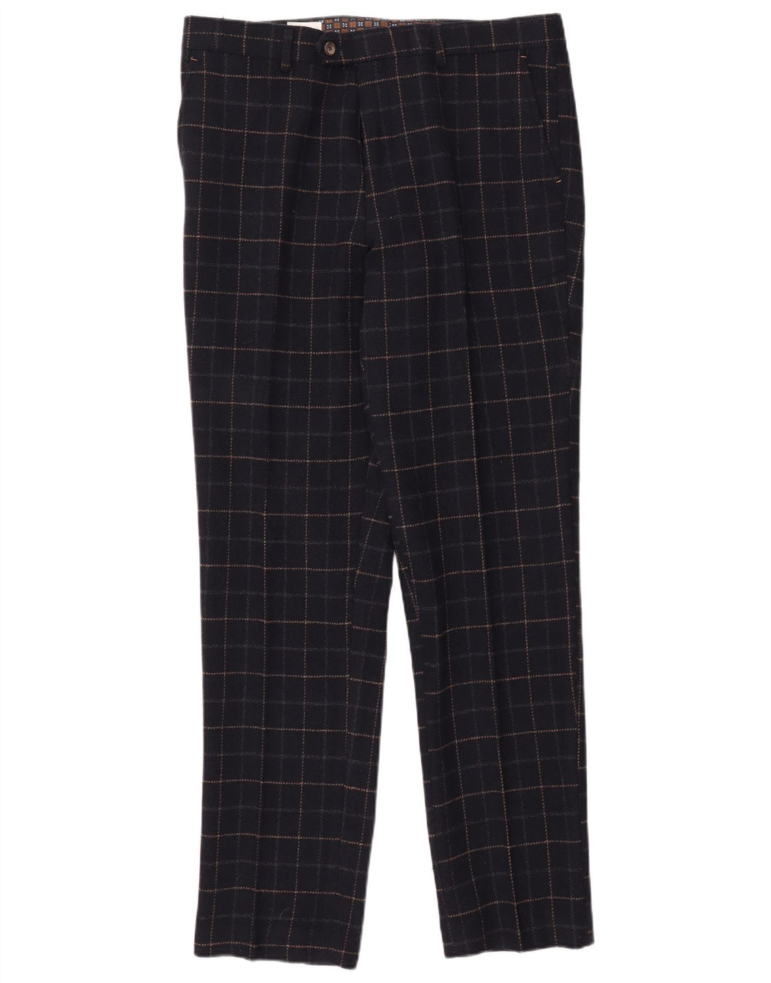 Cavani Mens 2 Button 2 Piece Suit UK 40 Large W38 L32 Navy Blue Check