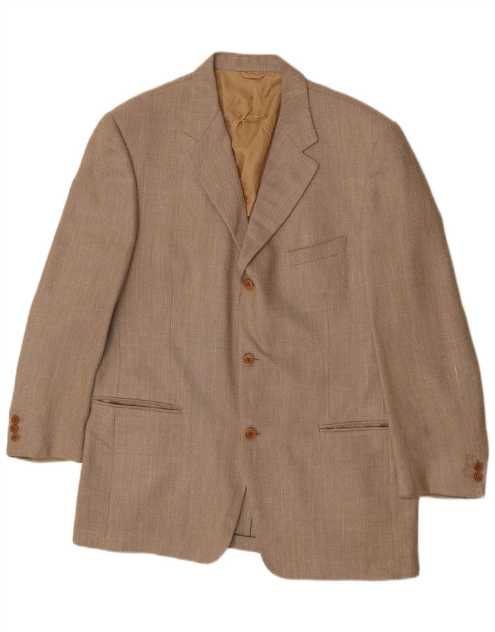 Cerruti 1881 Mens 3 Button Blazer Jacket IT 54 2XL Beige Wool