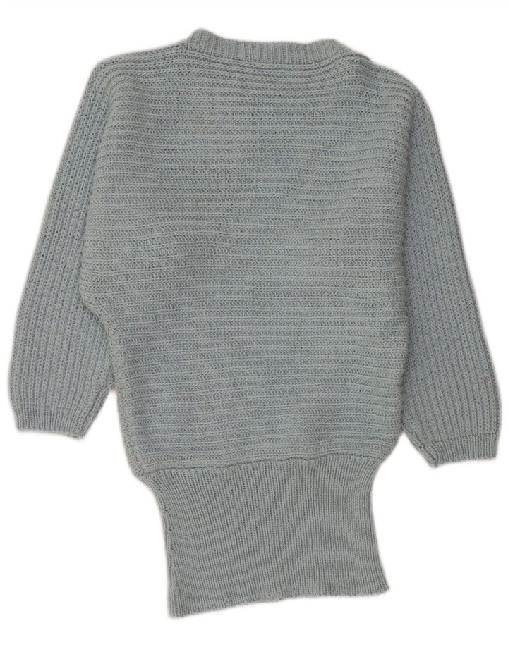 VINTAGE Womens Batwing Boat Neck Jumper Sweater UK 14 Medium Blue