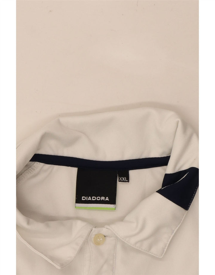 DIADORA Mens Polo Shirt 2XL White Colourblock Polyester Vintage Diadora and Second-Hand Diadora from Messina Hembry 