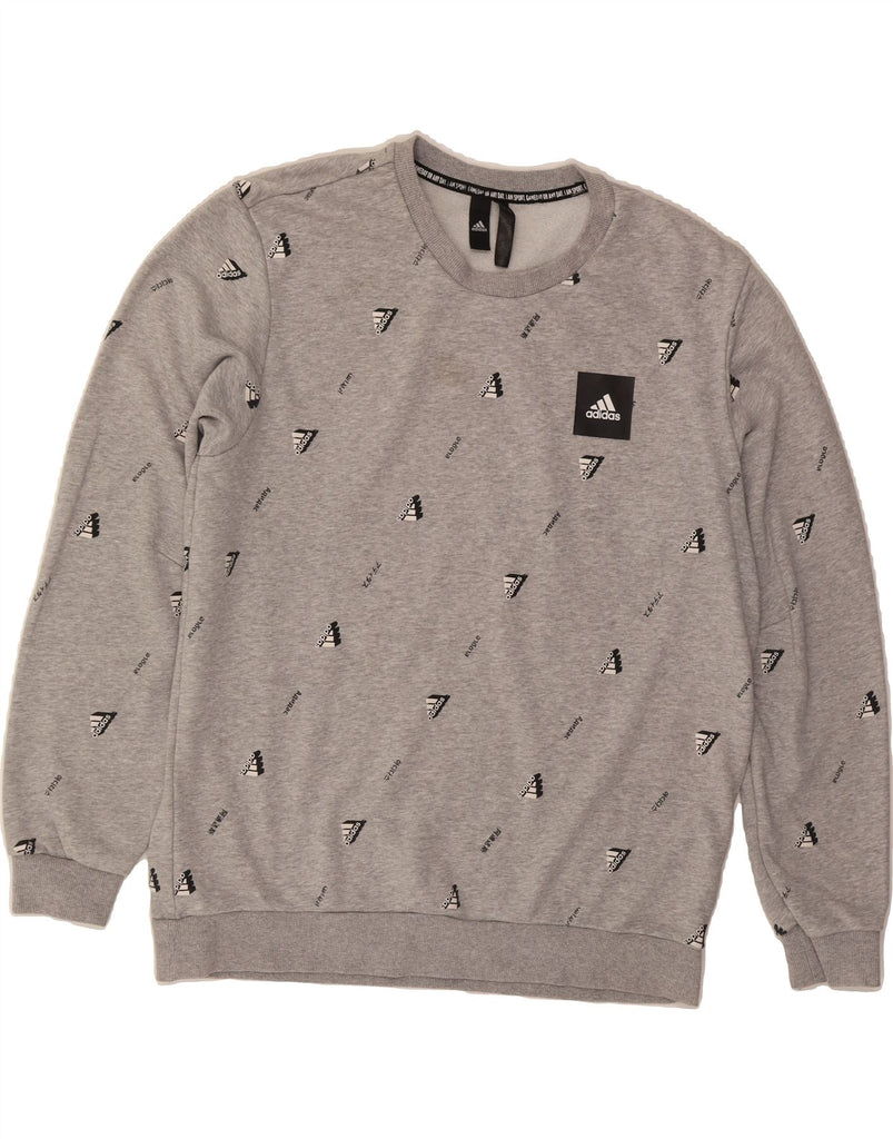 ADIDAS Mens Graphic Sweatshirt Jumper XL Grey Cotton Vintage Adidas and Second-Hand Adidas from Messina Hembry 