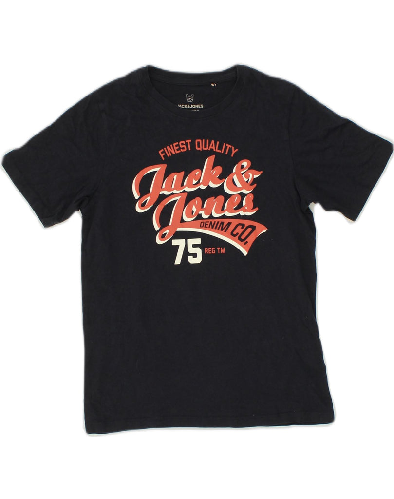 JACK & JONES Boys Graphic T-Shirt Top 13-14 Years Black Cotton | Vintage Jack & Jones | Thrift | Second-Hand Jack & Jones | Used Clothing | Messina Hembry 