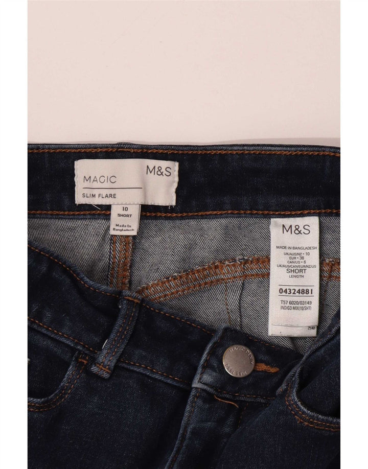 Marks & Spencer Womens Magic Flared Jeans UK 10 Small W26 L26 Navy Blue