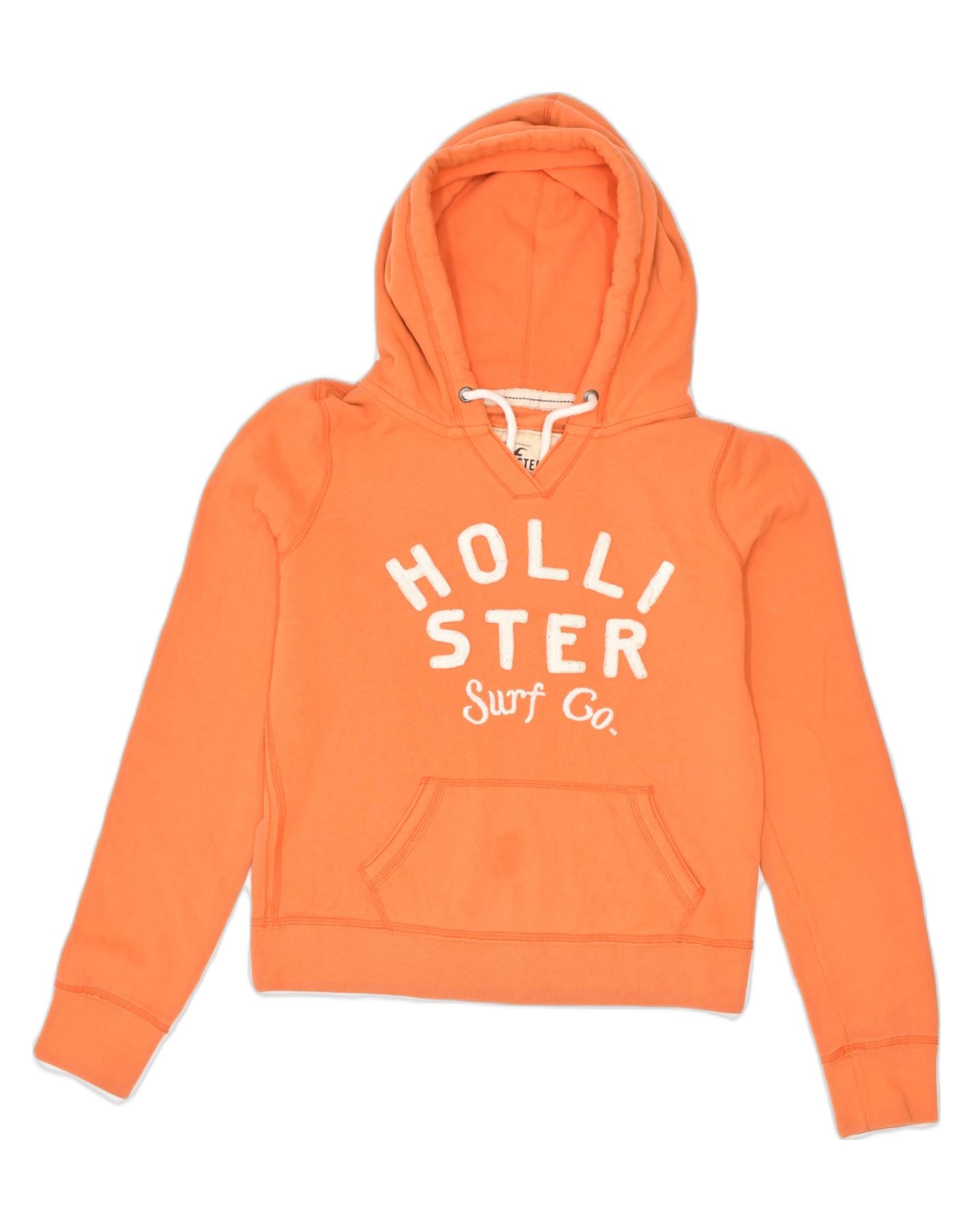 HOLLISTER Womens Graphic Hoodie Jumper UK 14 Medium Orange Cotton