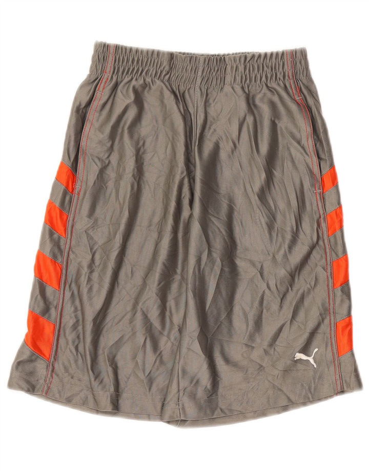 PUMA Boys Sport Shorts 7-8 Years Small Grey Colourblock Polyester