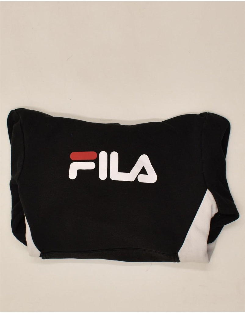 FILA Mens Graphic Hoodie Jumper Medium Black Colourblock Cotton | Vintage Fila | Thrift | Second-Hand Fila | Used Clothing | Messina Hembry 