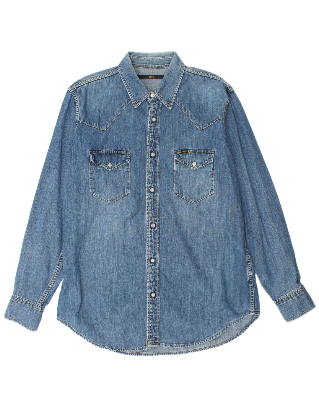 Lee Mens Denim Shirt Medium Blue Cotton