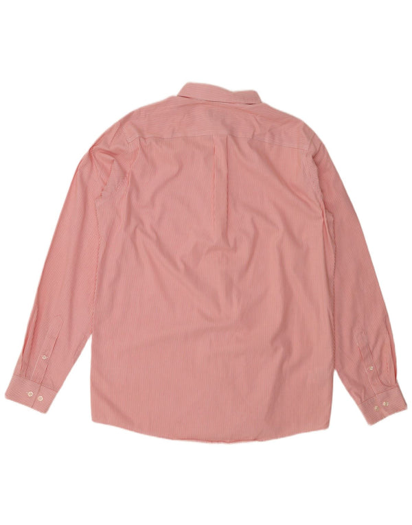 Eddie Bauer Mens Tall Relaxed Fit Shirt Large Red Pinstripe Cotton