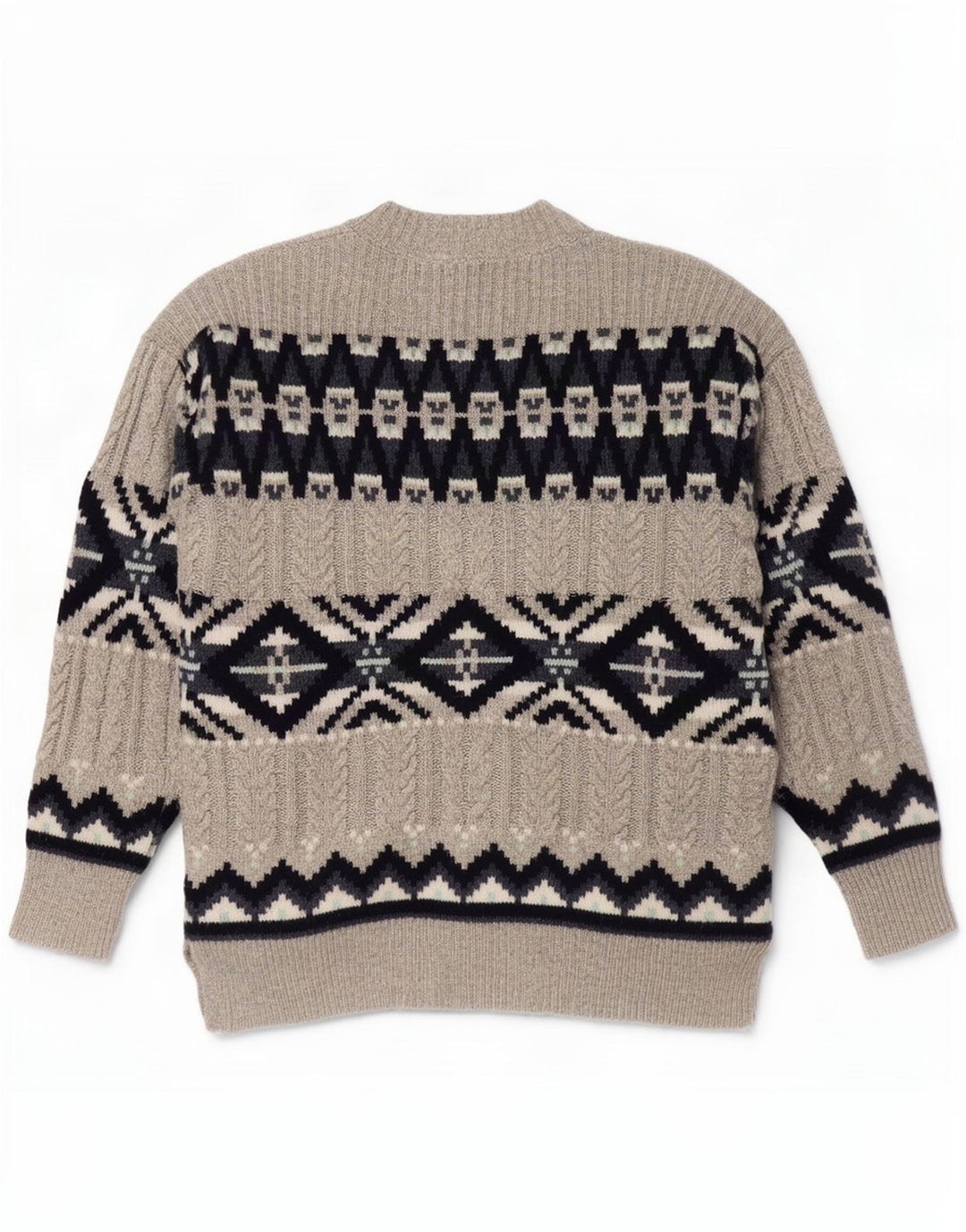 Marks & Spencer Womens Cardigan Sweater UK 14 Medium Grey Fair Isle