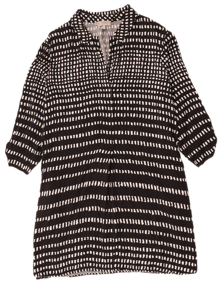 Hobbs Womens 3/4 Sleeve Basic Dress UK 18 XL  Black Geometric Viscose