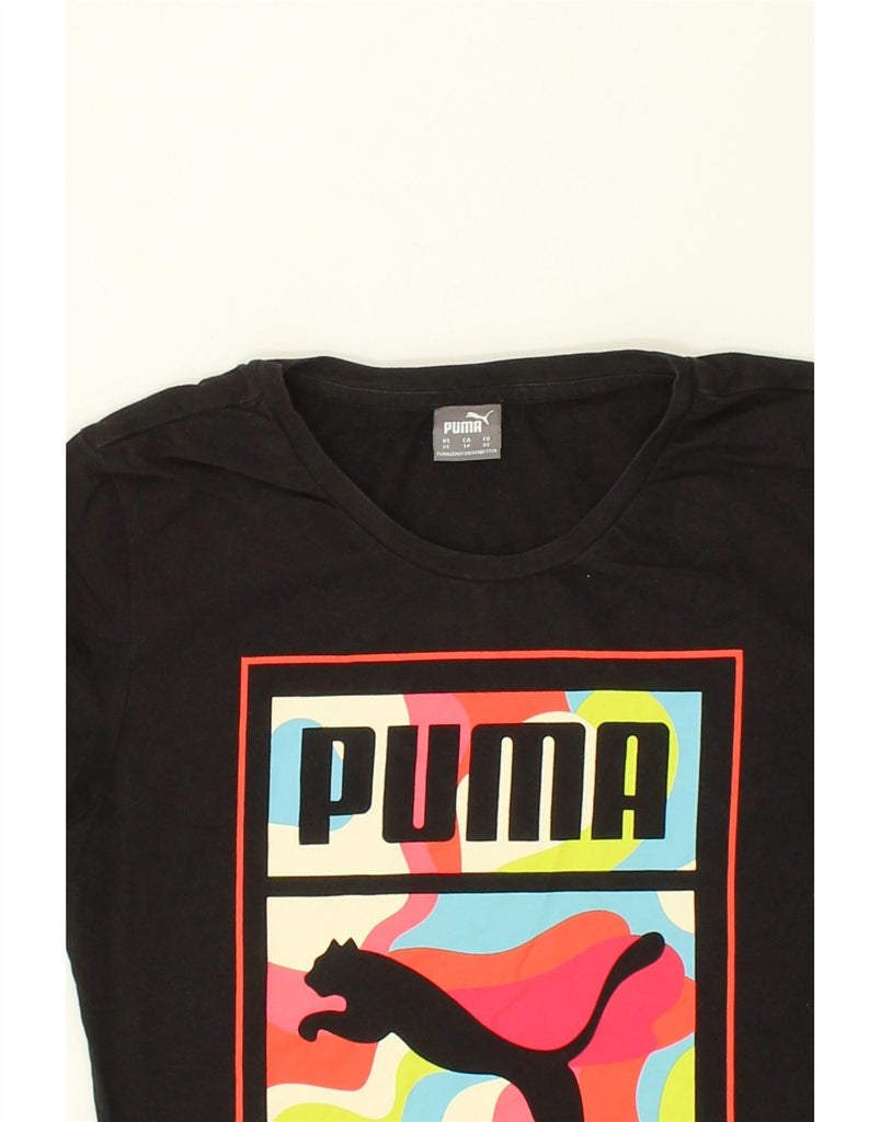 PUMA Womens Graphic T-Shirt Top UK 6 XS Black Cotton | Vintage Puma | Thrift | Second-Hand Puma | Used Clothing | Messina Hembry 