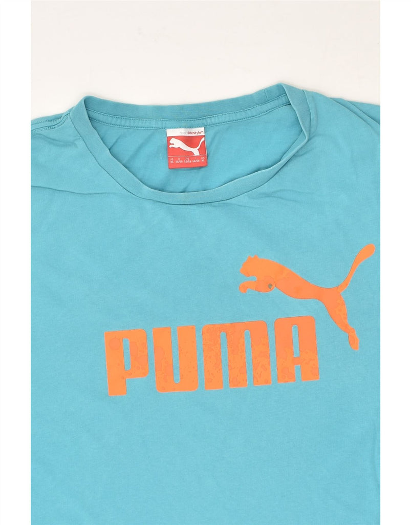 PUMA Mens Graphic T-Shirt Top XL Blue Cotton | Vintage Puma | Thrift | Second-Hand Puma | Used Clothing | Messina Hembry 