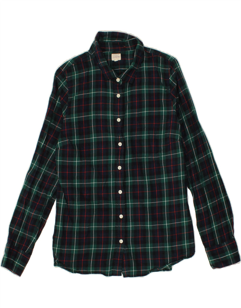 J. CREW Womens Flannel Shirt UK 14 Medium Navy Blue Check Cotton Vintage J. Crew and Second-Hand J. Crew from Messina Hembry 