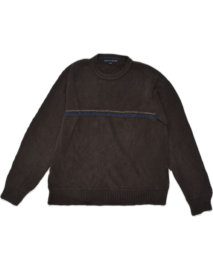 TOMMY HILFIGER Mens Crew Neck Jumper Sweater XL Brown Cotton | Vintage Tommy Hilfiger | Thrift | Second-Hand Tommy Hilfiger | Used Clothing | Messina Hembry 