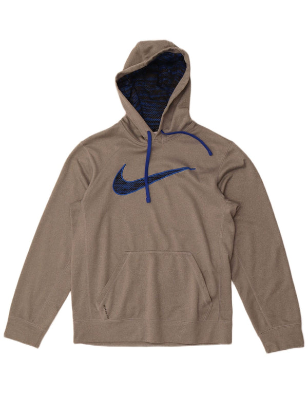Nike Mens Therma-Fit Graphic Hoodie Jumper Small Grey Polyester
