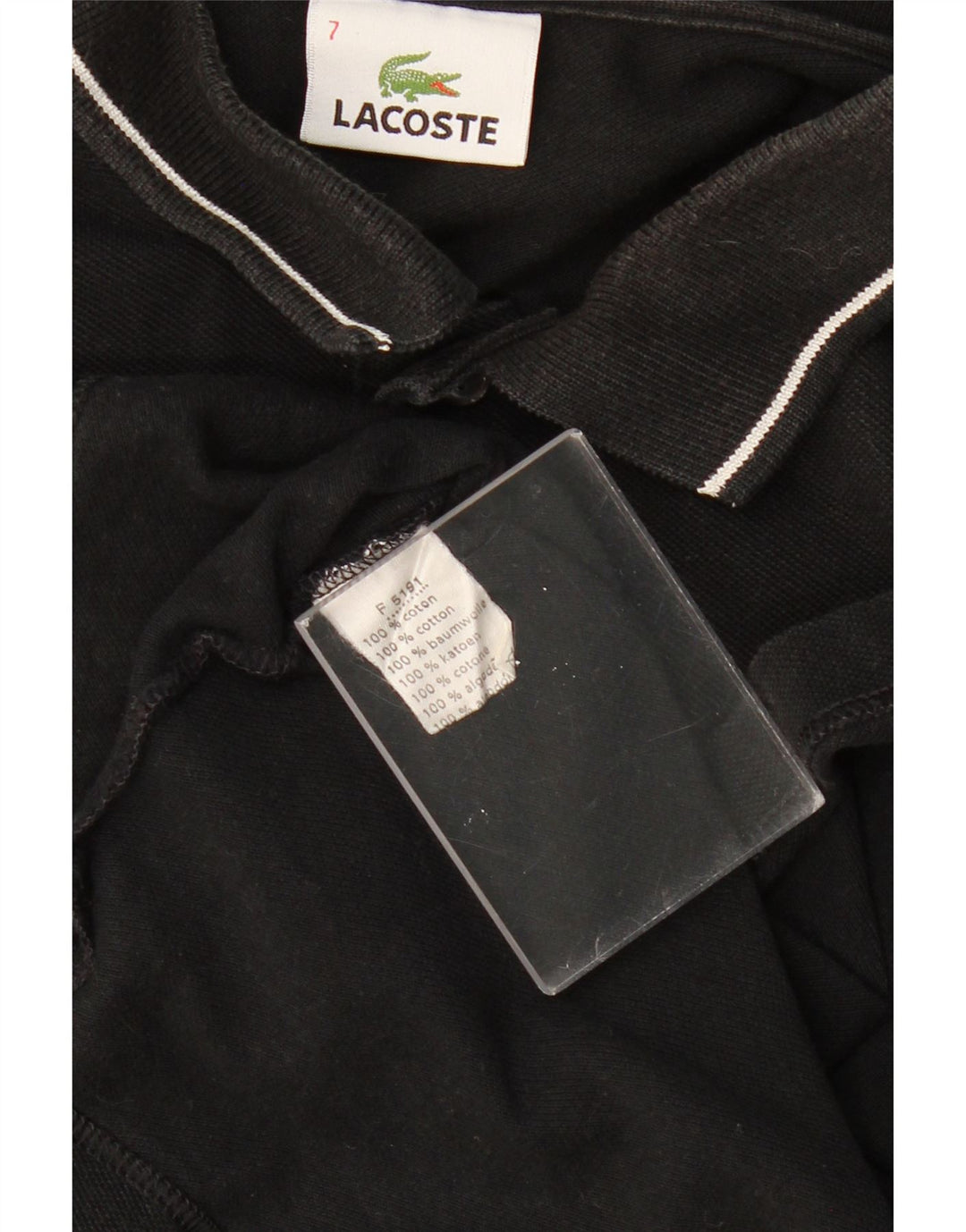 LACOSTE Mens Graphic Polo Shirt Size 7 2XL Black Cotton