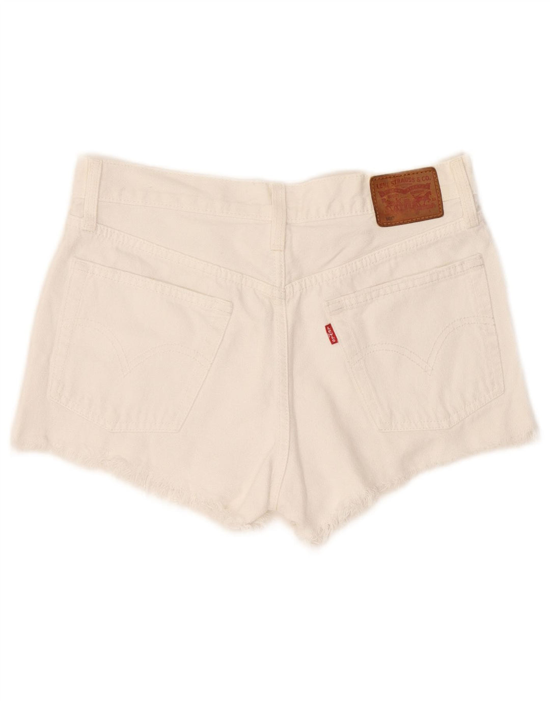 Levi's Womens 501 Distressed Denim Shorts W26 Small White Cotton