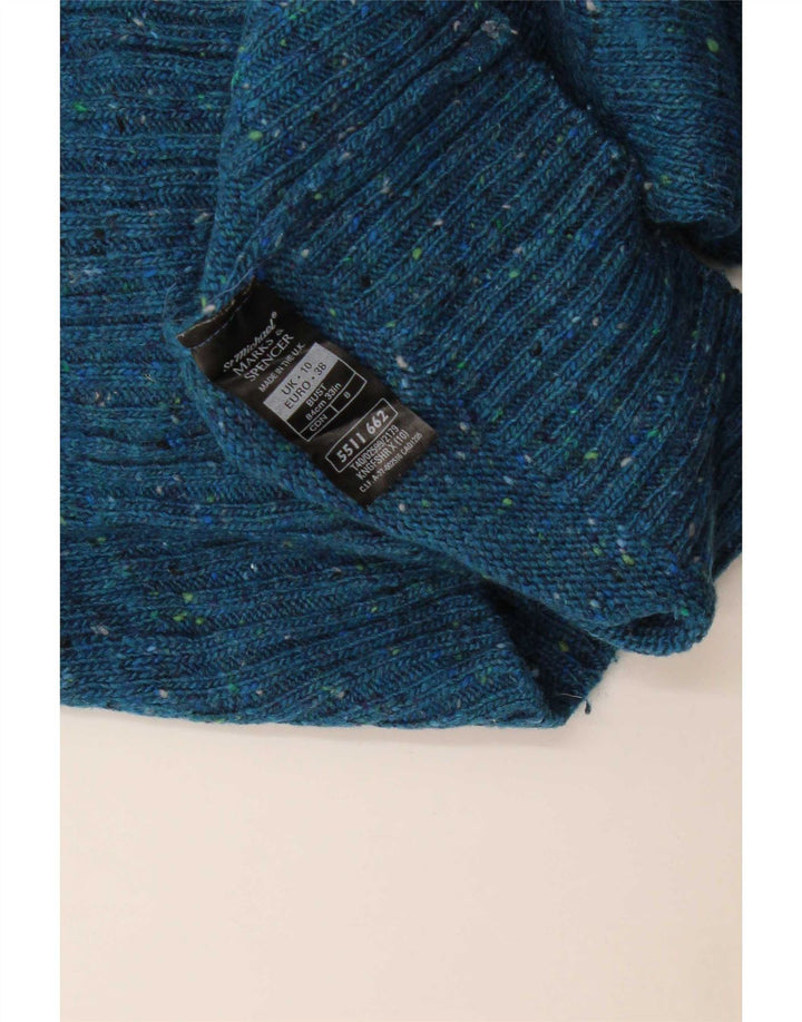 Marks & Spencer Womens V-Neck Jumper Sweater UK 10 Small Blue Flecked