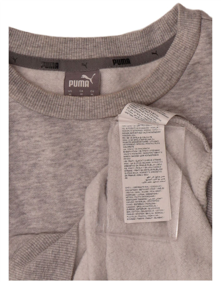 PUMA Womens Graphic Sweatshirt Jumper UK 14 Medium Grey Cotton