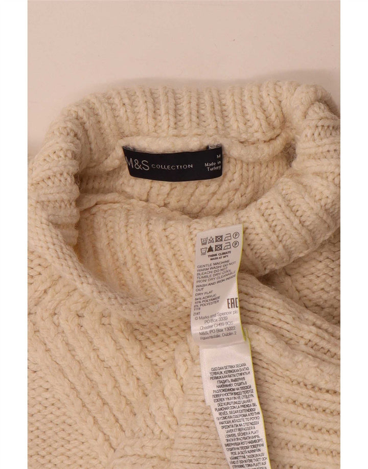 Marks & Spencer Womens Turtle Neck Jumper Sweater UK 14 Medium Off White