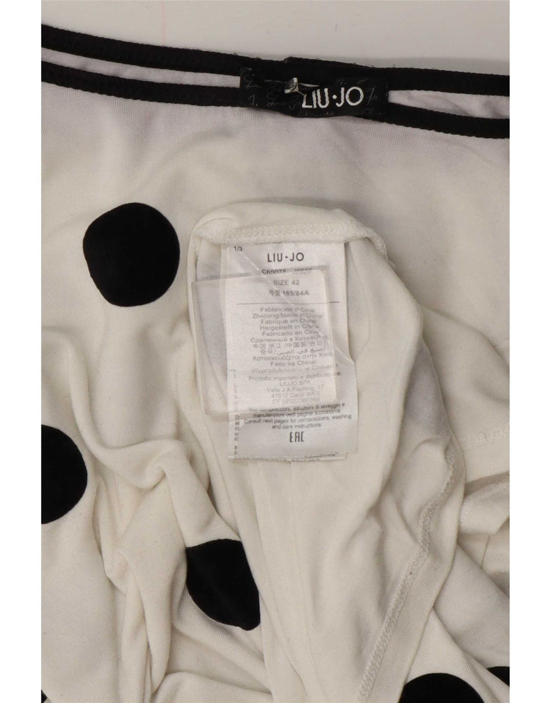 Liu Jo Womens Top Long Sleeve IT 42 Medium White Polka Dot Viscose
