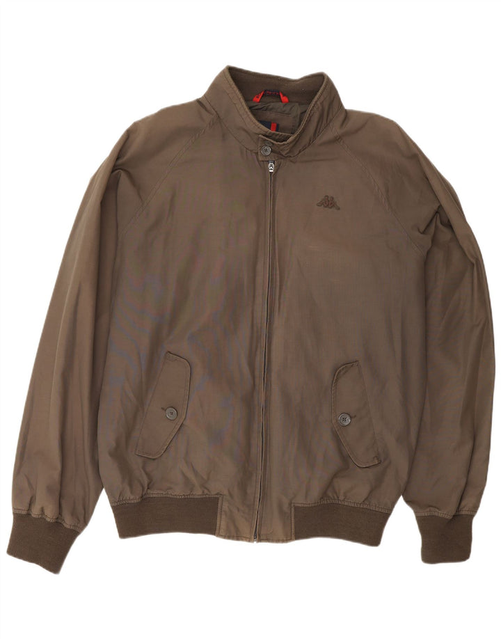 KAPPA Mens Bomber Jacket UK 44 2XL Brown Cotton