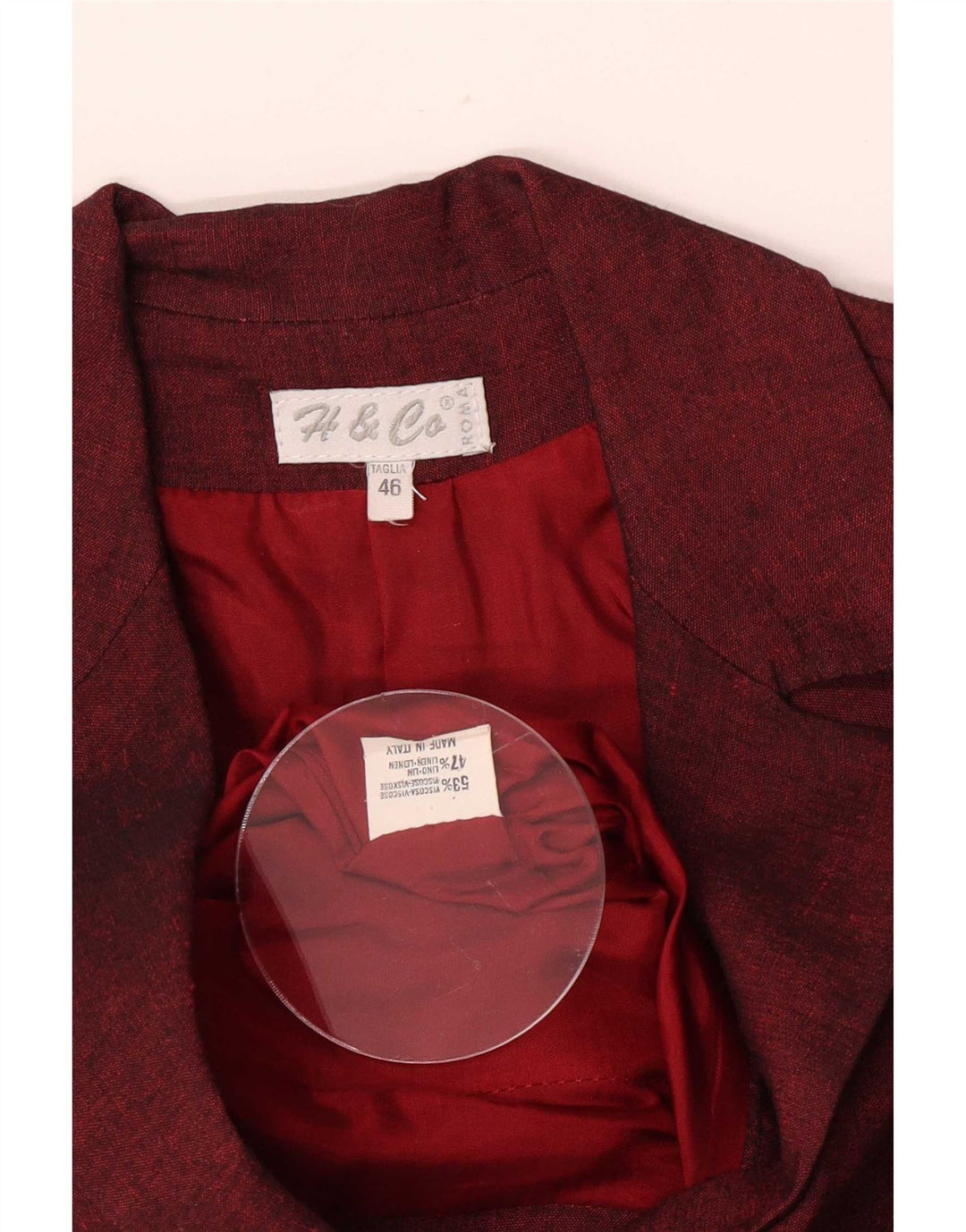 Vintage Womens 2 Button Blazer Jacket IT 46 Large Burgundy Viscose