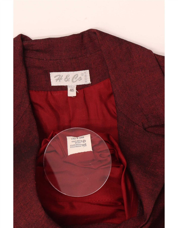 Vintage Womens 2 Button Blazer Jacket IT 46 Large Burgundy Viscose